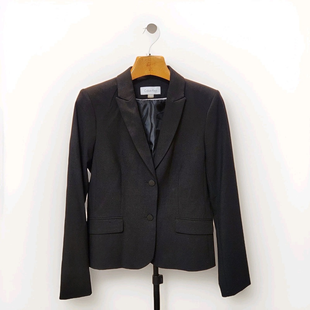 Calvin Klein Women's Black Blazer - Size 10 | Timeless Tailored Elegance